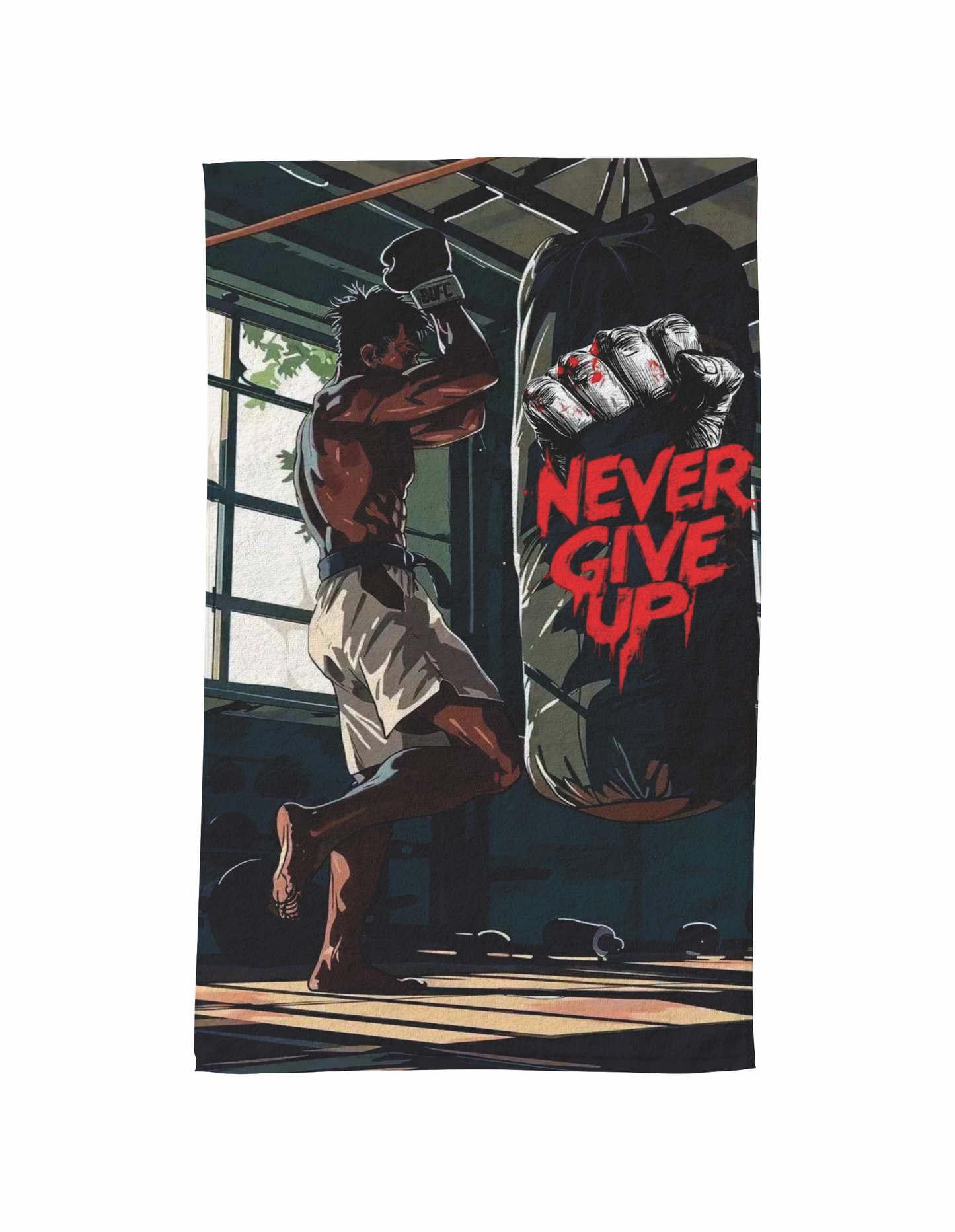 NEVER GIVE UP MMA 00178 Toalla de 80cm x 50cm Full Sublimada